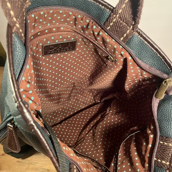 CHALA Paw Prints Tote Handbag Purse Dog Bone Bag Blue and Brown - Picture 8 of 11